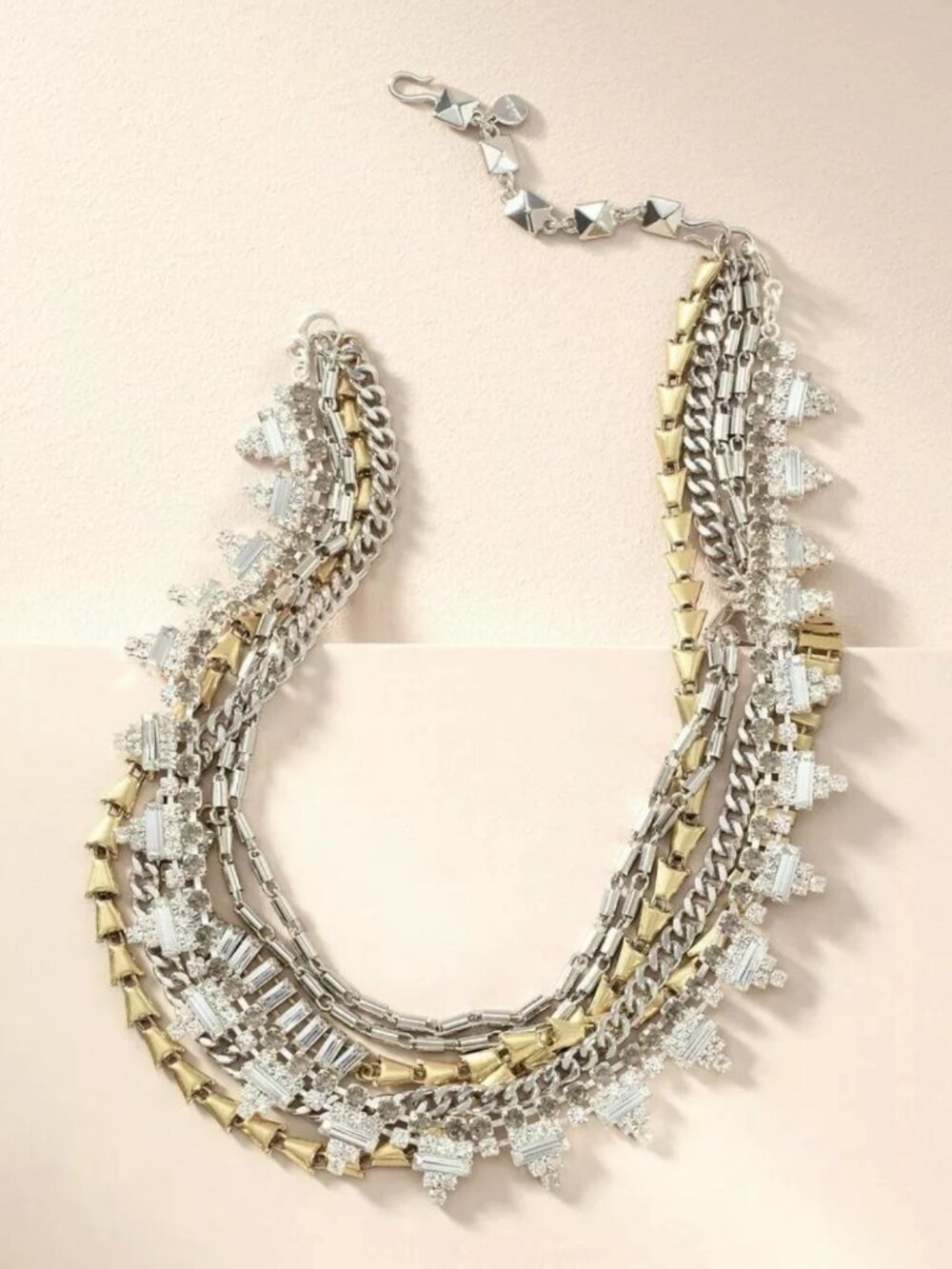 STELLA & DOT silver gold Sutton 5-n-1 statement necklace